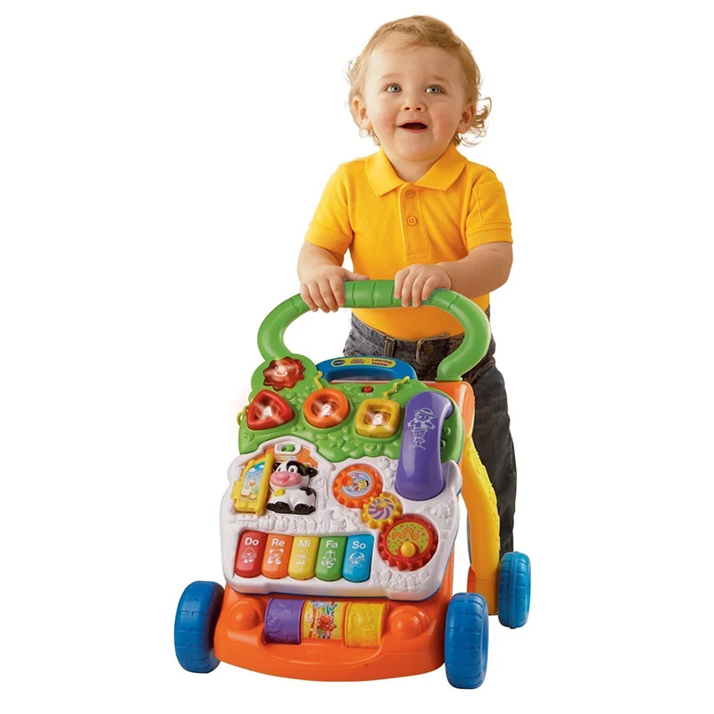 VTECH O Baby Walker Toys Multifuctional малыш тележка сидя-к-стойке ABS музыкальные ходунки с регулируемым винтом для малышей