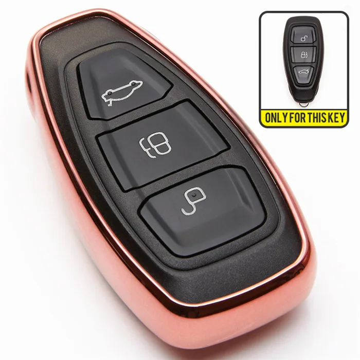 pink only case Для Ford Fiesta Focus 3 4 MK3 MK4 Mondeo Ecosport, Kuga Фокус ST Fiesta 2012 2013 ТПУ ключа автомобиля чехол - Название цвета: pink only case