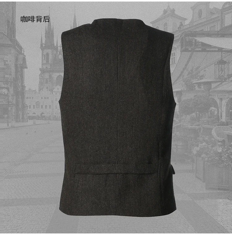Мужской облегающий жилет Повседневный хлопковый в английском стиле однотонный