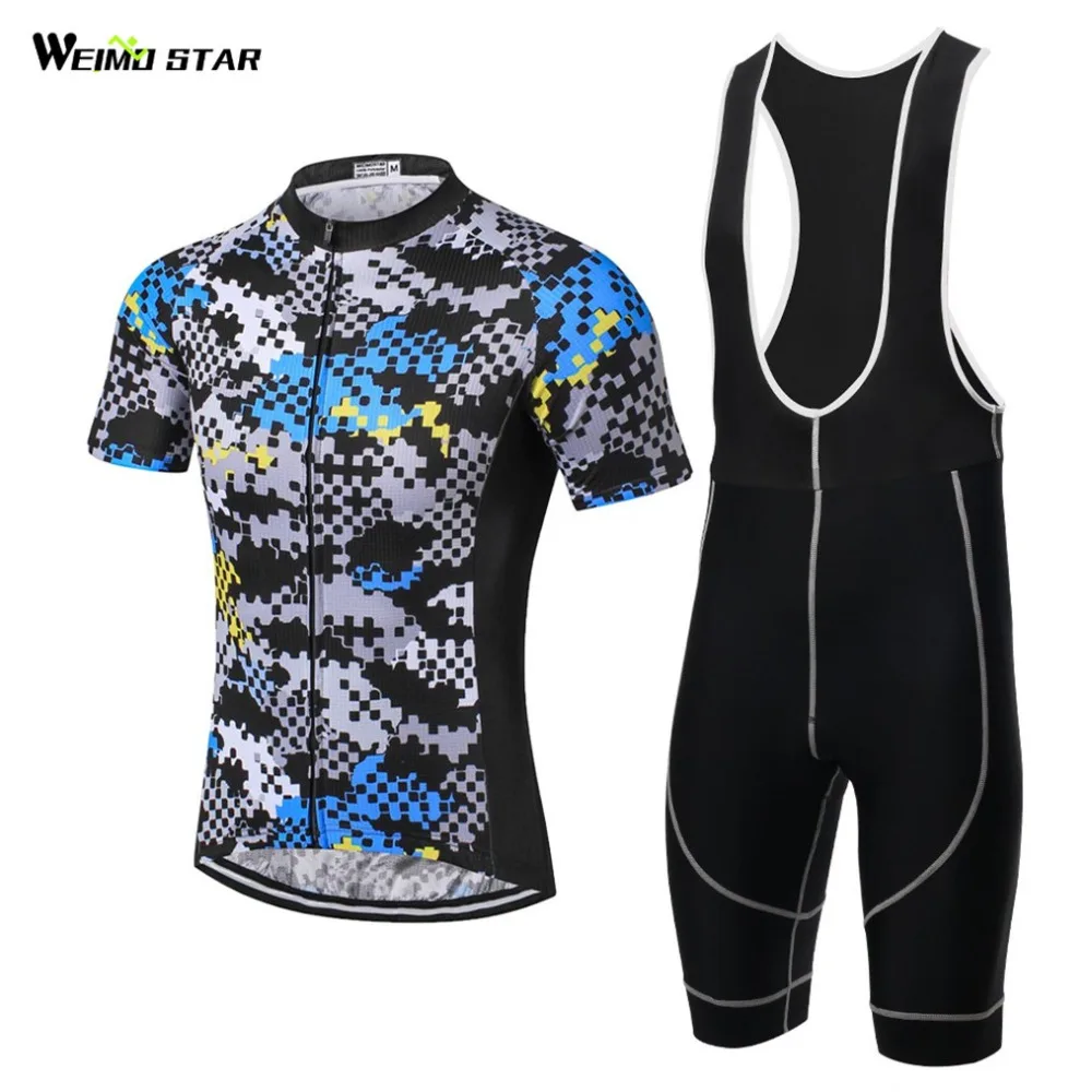 

Weimostar Blue Bike Jersey bib shorts set Men Cycling Clothing bicycle Top Bottom Suit Ropa Ciclismo maillot MTB Padded Short