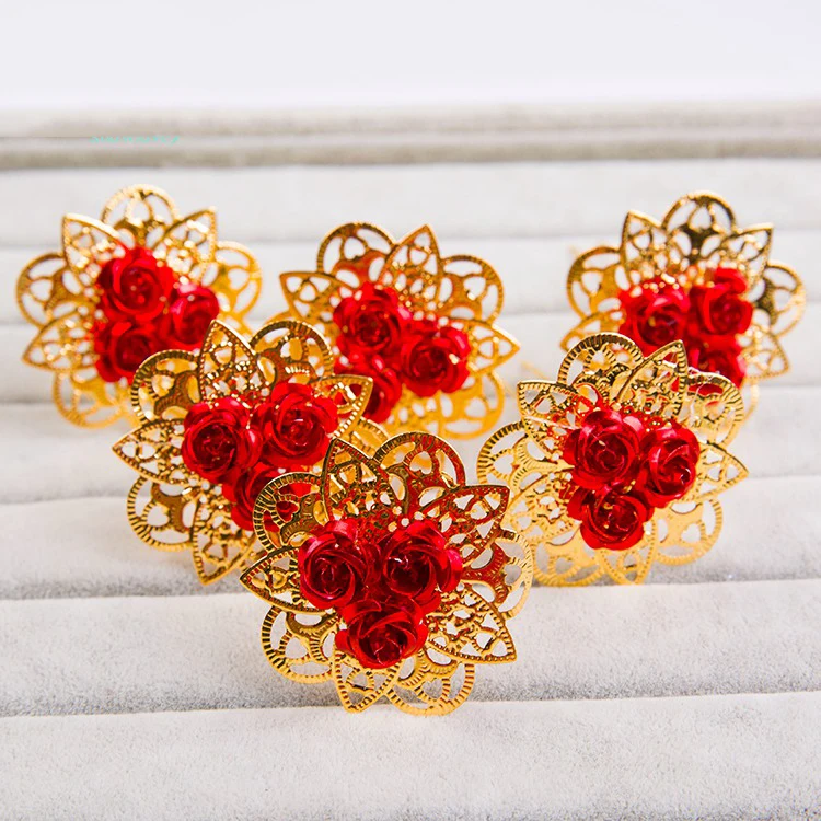 

Wedding Bridal Vintage Large Rose Flower Gold Hairpins U-Shape Bridal Hair Stick 6pcs/lot