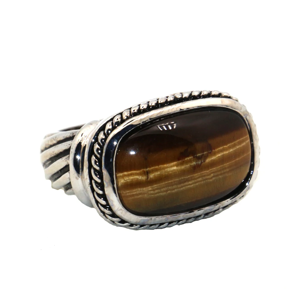 Женское Обручальное кольцо тигровый глаз из серебра 925 пробы