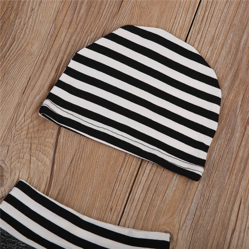 2PCS Toddler Newborn Infant Baby Girl Boy Outfit Cotton Striped Pants + Caps Fashion Clothes Outfits For Boys | Детская одежда и