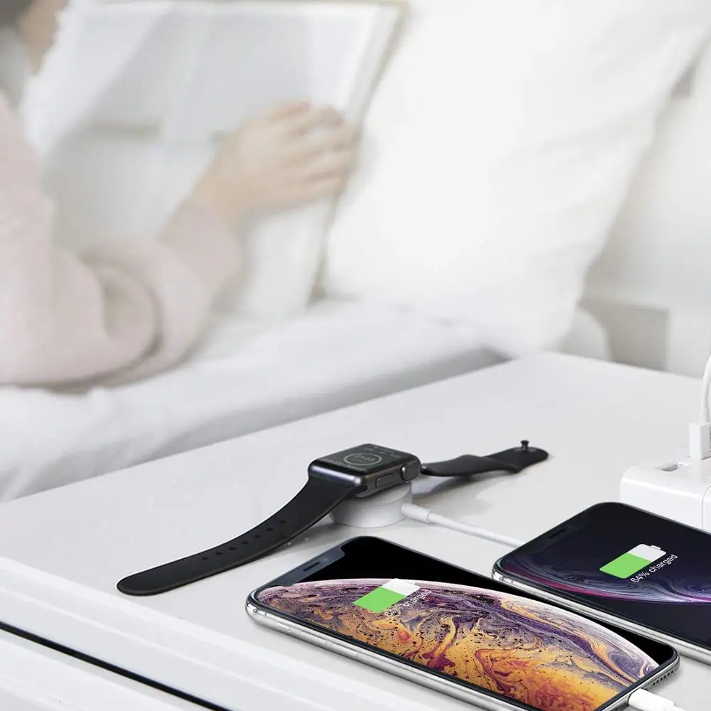 3 in 1 Wireless Charger for Apple Watch 1 2 3 4 Quick Charger 1.2 USB Cable for iPhone X Xs 8 Plus iPod USB Data Cable