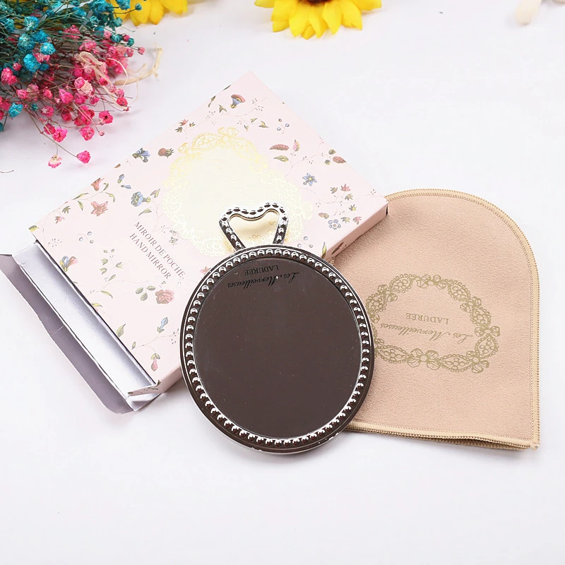 Изысканный Подарок Французский Тиснением Макияж Hand Mirror Румяна Лепесток