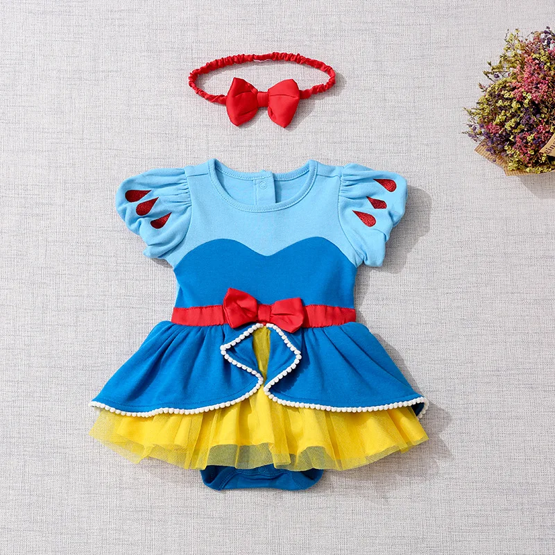 Baby Girl Clothes Summer Newborn Baby Rompers Bodysuit 1st Birthday Party Dress For Baby Girl Mermaid Snow White Baby Costume