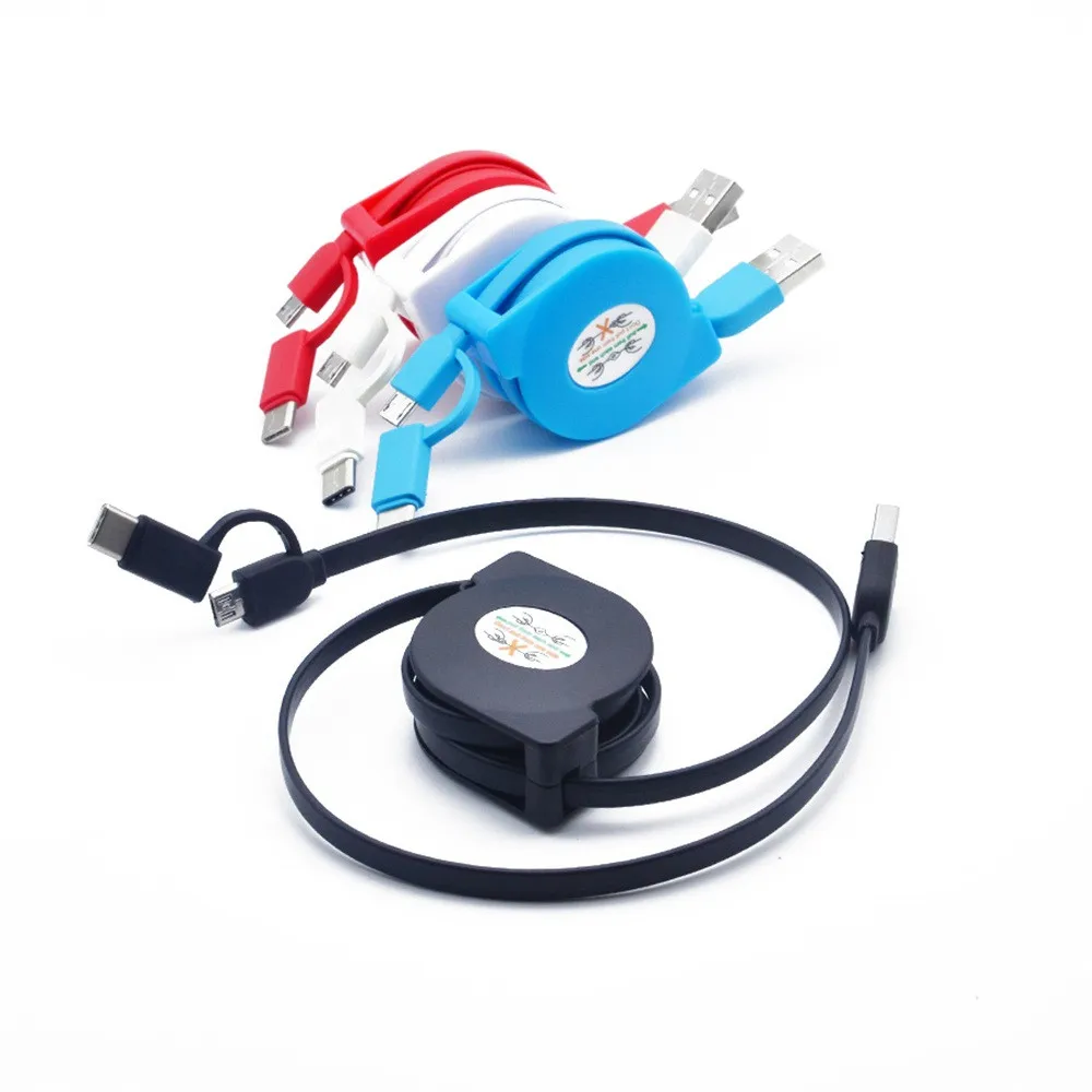 Мини-usb кабель Универсальный Micro usb быстрое зарядное устройство для телефона 1 м/3 фута и тип-c 2 в 1 Выдвижной кабель для зарядки данных шнур z75