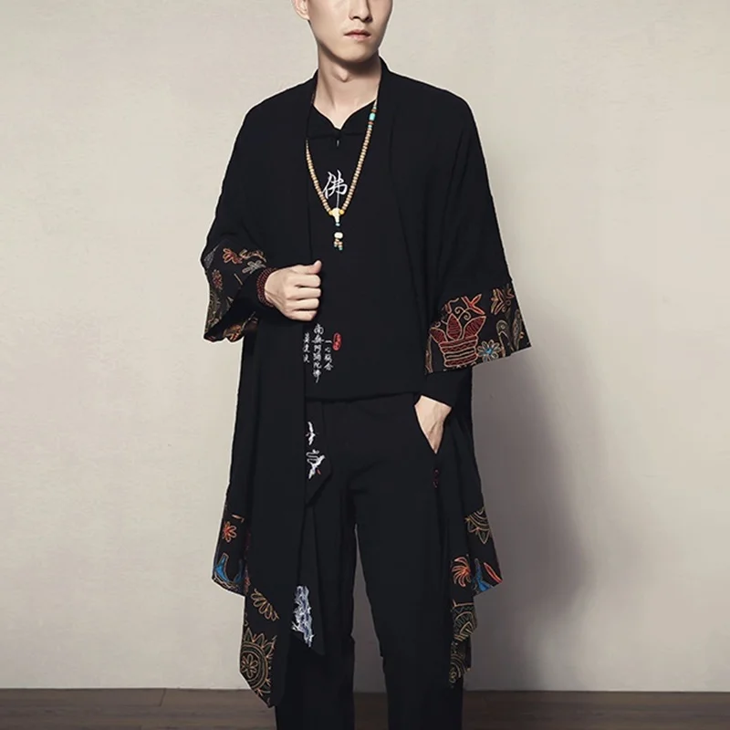 Традиционное японское кимоно мужской юката костюм самурая одежда в стиле
