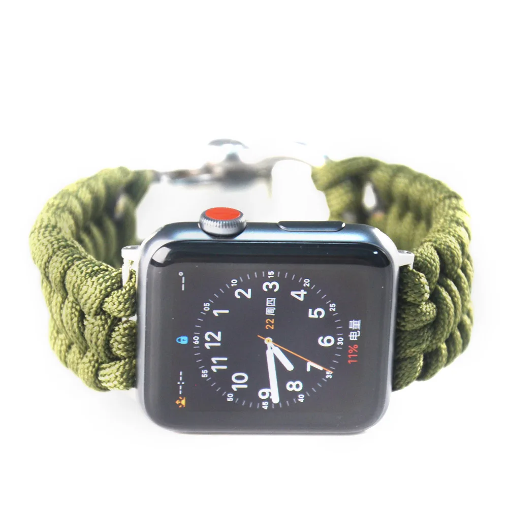 Новейшая модель; для наручных часов Apple Watch, паракордиальный выживающий браслет 38/42/40/44 мм нейлоновая веревка ремешок для наручных часов Apple Watch, версии 5/4, версия 1, 2, 3, ремешок
