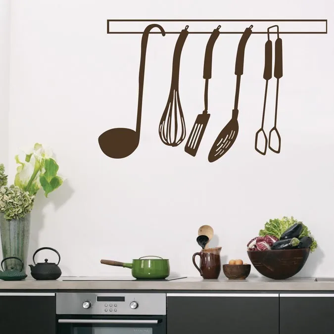 DIY Креативные кухонные настенные наклейки домашняя декоративная вилка и ложка