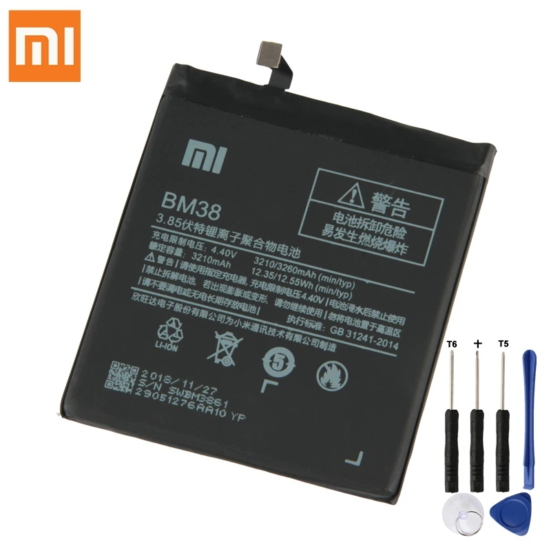 Xiao mi сменный аккумулятор BM38 для Xiaomi mi 4S M4s подлинный аккумулятор для телефона 3260 мАч