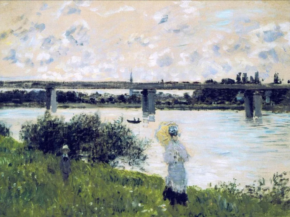 

High quality Oil painting Canvas Reproductions The Promenade near the Bridge of Argenteuil (1874) By Claude Monet hand painted