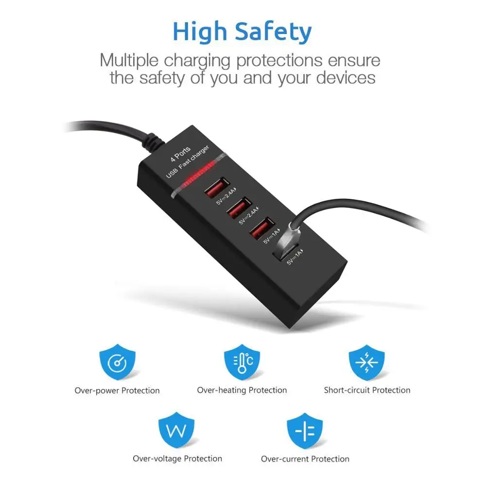 Универсальное 4 USB зарядное устройство для iPhone X XS XR 8 7 6 Xiaomi samsung Redmi концентратор Быстрая зарядка дорожный настенный адаптер зарядное устройство для мобильного телефона