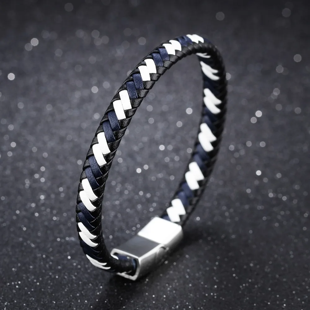 Трансграничной электронной коммерции источник творчески кожаный браслет с Titanium