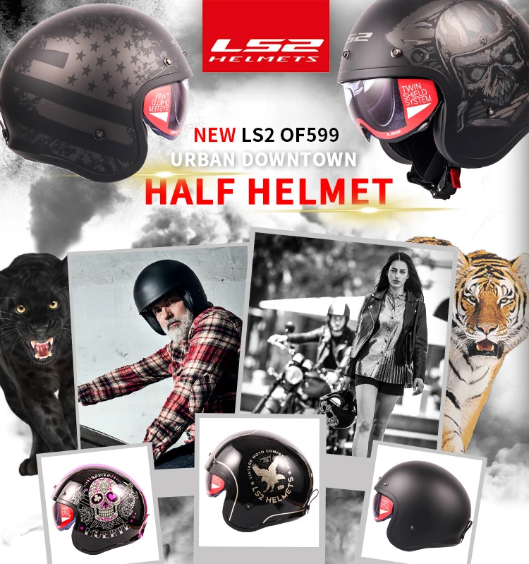 LS2 Spitfire moto rcycle винтажный шлем с открытым лицом модный дизайн ретро реактивный полушлем LS2 OF599 мотоциклетный шлем с пузырьковыми пряжками