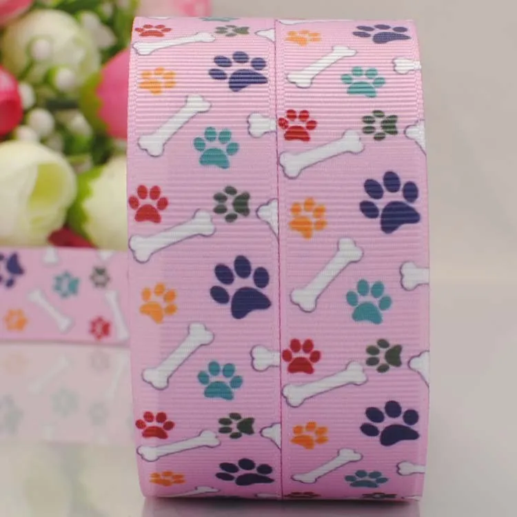 7/8 &quot22 мм Милая цветная мультяшная лента с рисунком собачьей лапы бесплатная