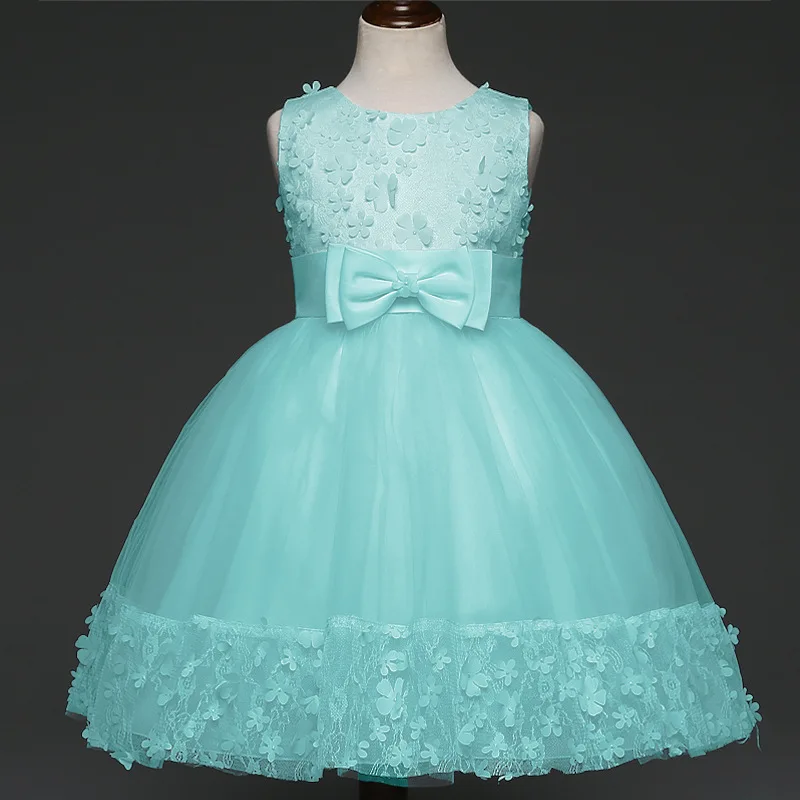 Summer Girls Lace Dress Age 4 6 8 10 Years Kids O-neck Bow Princess Costume Flower for Party and Wedding 2W21A | Детская одежда и