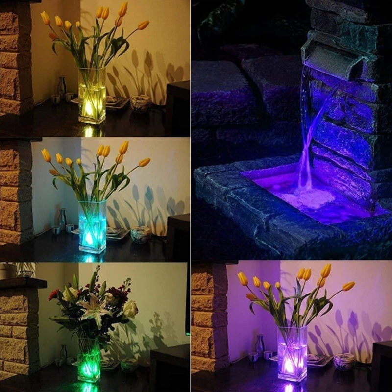 10 шт. лампа для ванны с дистанционным управлением мини открытый RGB погружной