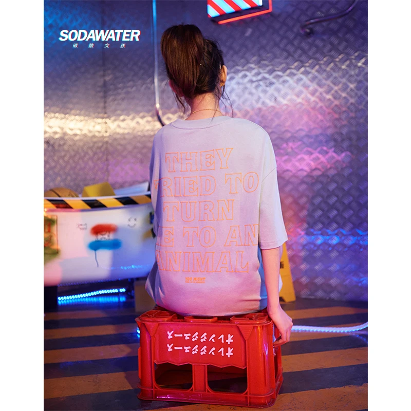 Футболка SODAWATER Женская хлопковая с принтом в виде букв модная уличная для пар