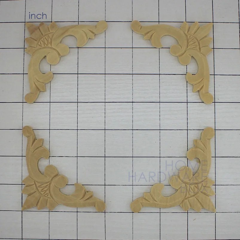 4x резная деревянная мебель декоративный предмет нелакированный 3x3 дюйма (75x75
