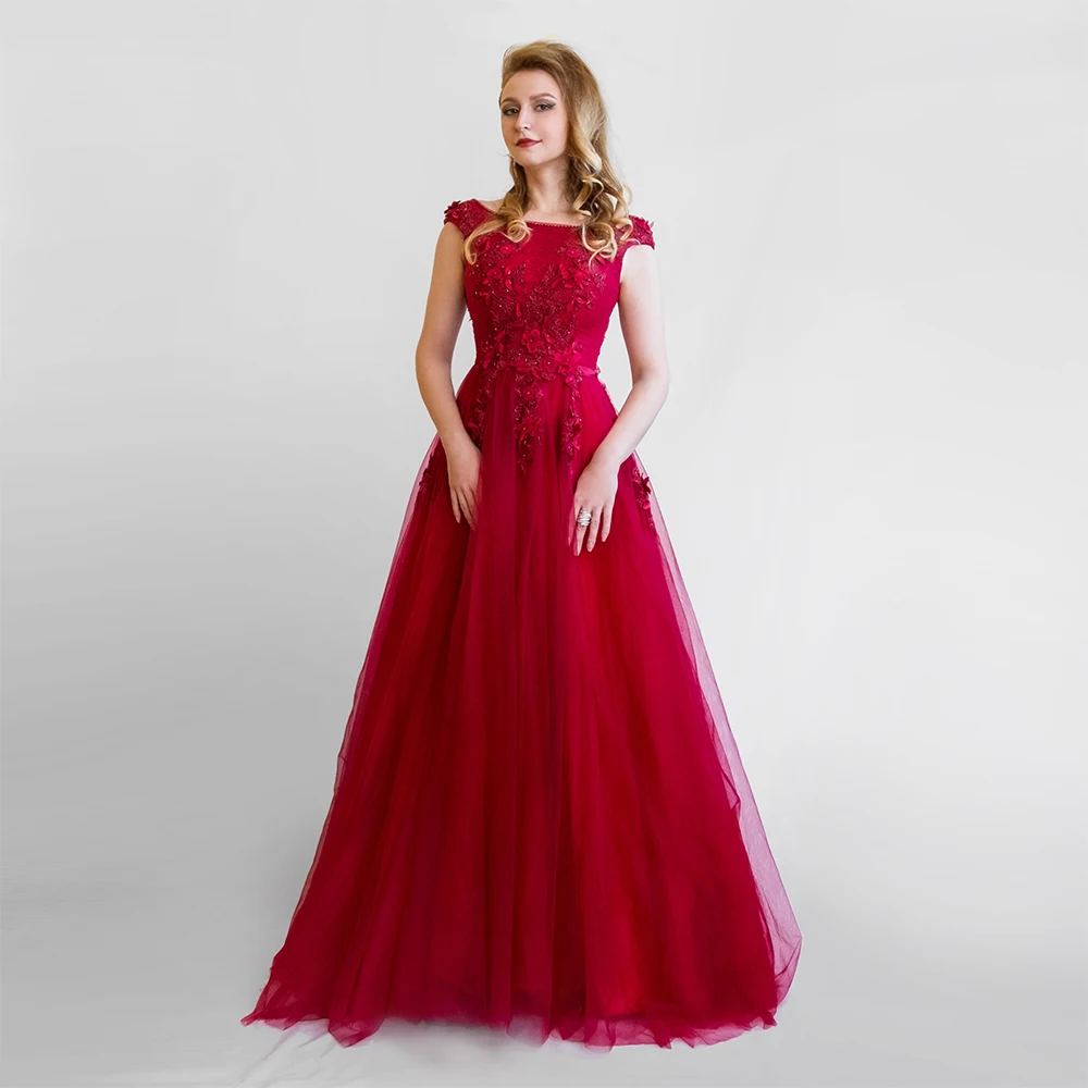 Robe De Soiree SSYFashion, элегантное вечернее платье для банкета, невесты, цвета красного вина, кружевное, с цветами, с бисером, длинное, для вечеринки, выпускного, платья на заказ