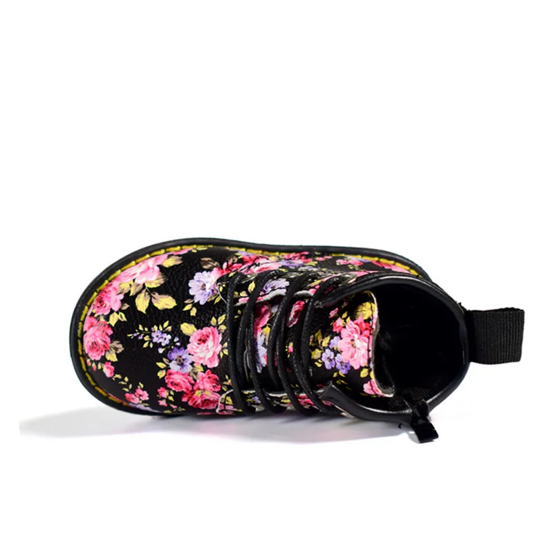 Детские ботинки DIMI кожаные мартинсы с цветами для девочек Нескользящие на