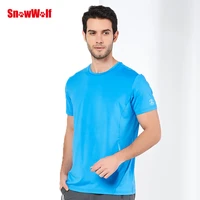 snowwolf men t shirt outdoor quick dry uv protect breathable stretch clothes male running camp climb hiking ice t shirts