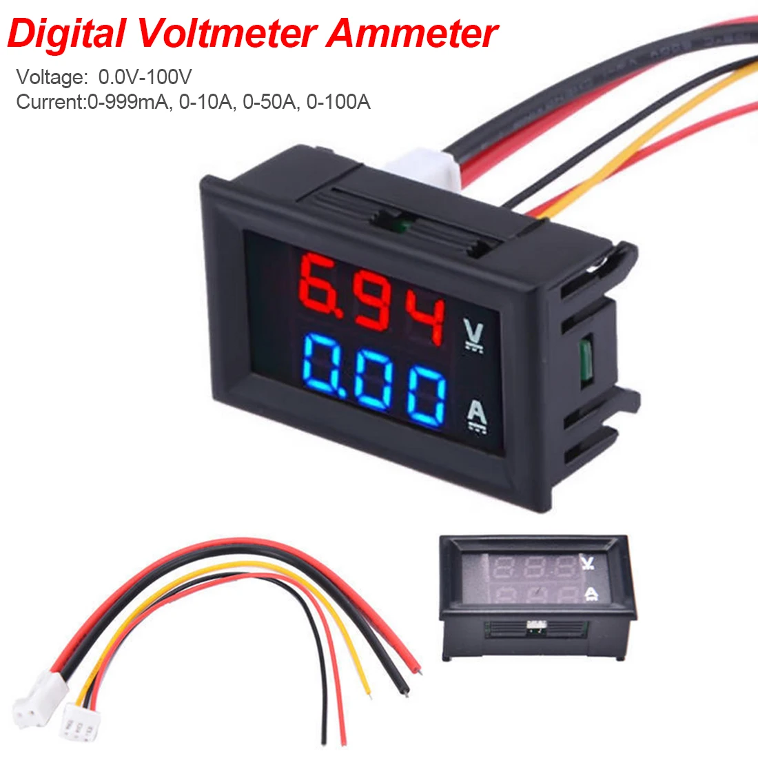 

DC 100V 10A Panel Amp Volt Voltage Current Meter LED DC dual display 2 in 1 0.56"Digital current voltmeter