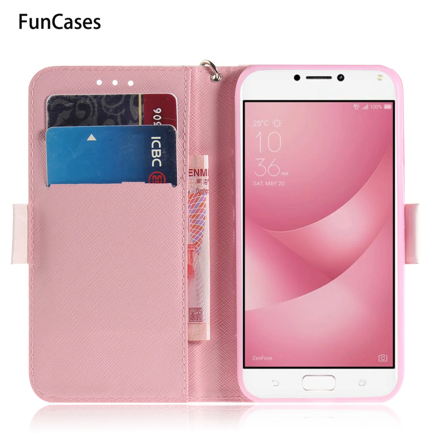 Белый чехол для телефона с кошкой Asus ZC554KL Capinha Простой PU кожаный флип Estojo СПС capinha