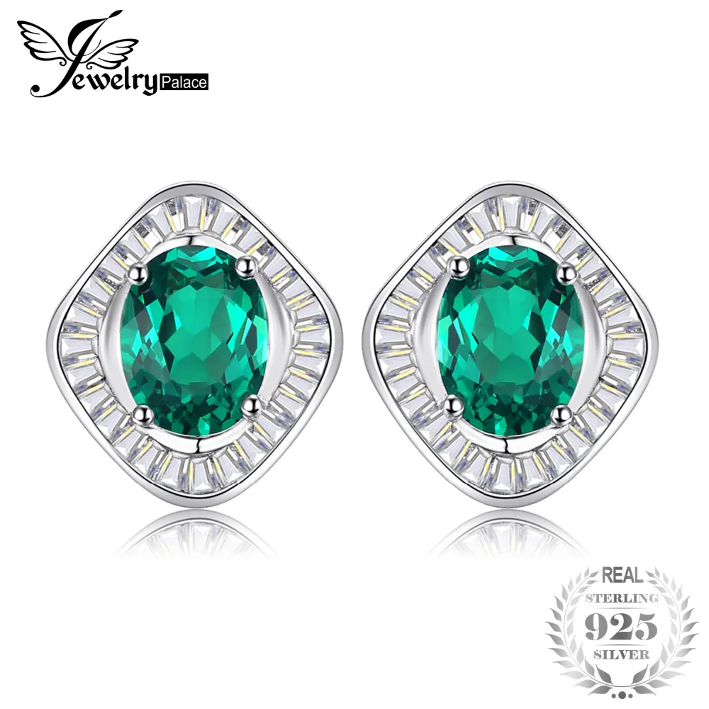 JewelryPalace Винтаж 3ct создана изумрудов коты серьги стерлингового серебра 925 Fine Jewelry