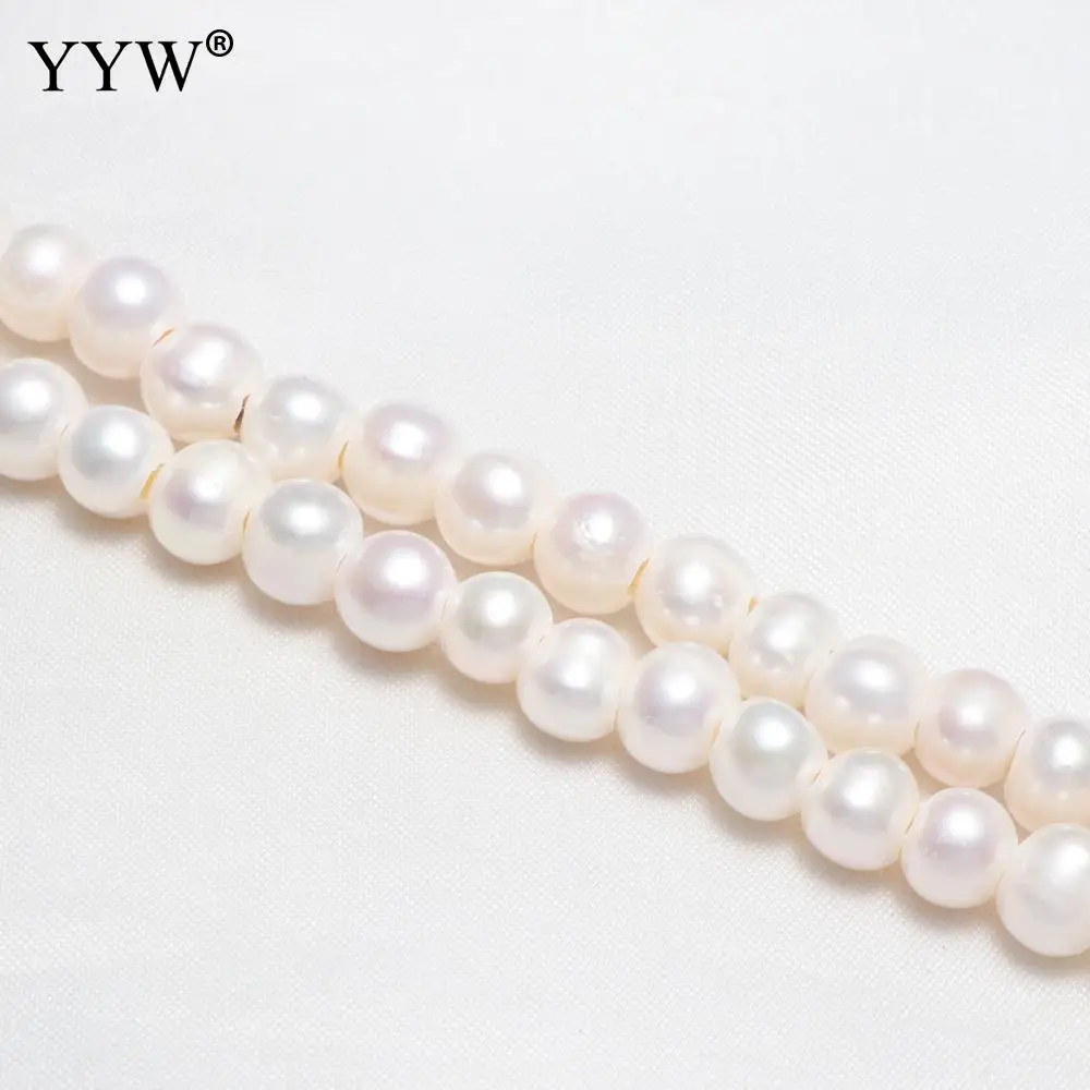 

High Quality 9-10mm Cultured Potato Freshwater Pearl Beads Natural White Loose Beads For Diy Necklace Bracelat Jewelry Making
