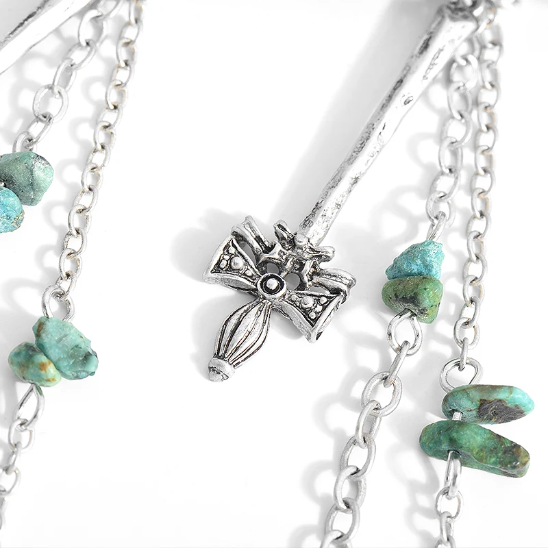 Wild &amp Free винтажная Длинная цепочка серьги с кисточками ручной работы синим