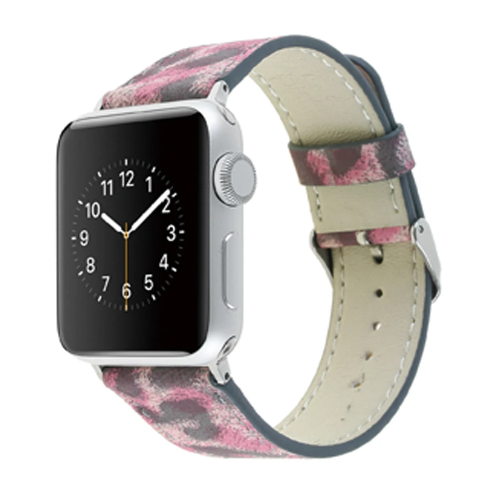 Новый Леопардовый кожаный полосатый ремешок для apple watch 42 мм 38 Iwatch series 3 2 1 браслет