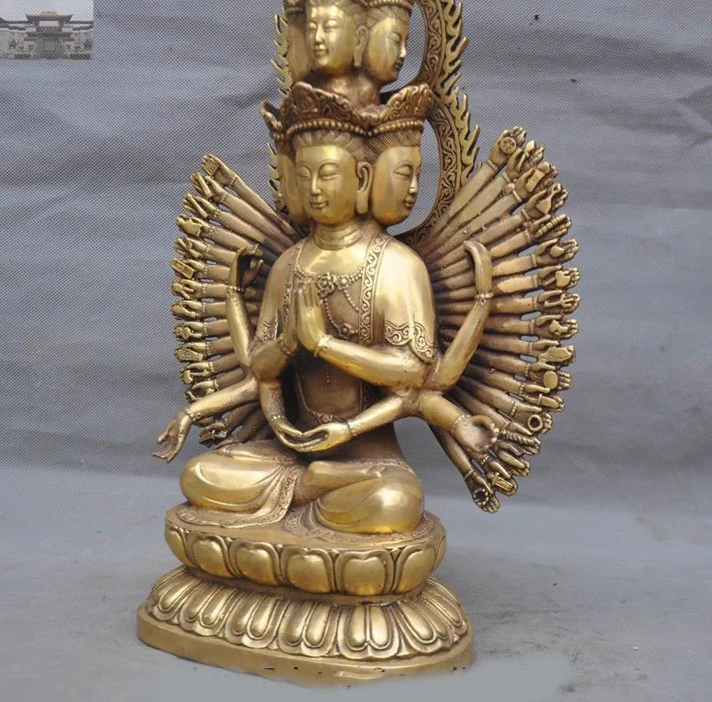 

christmas Chinese Temple Brass Copper Avalokitesvara Bodhisattva Guanyin Kwan-yin Statue New Year