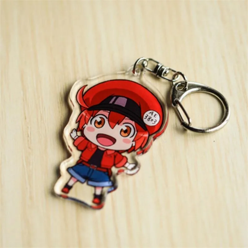 Anime Hataraku Saibou Erythrocyte Platelet Keychain Acrylic Keyring Key chain Pendants