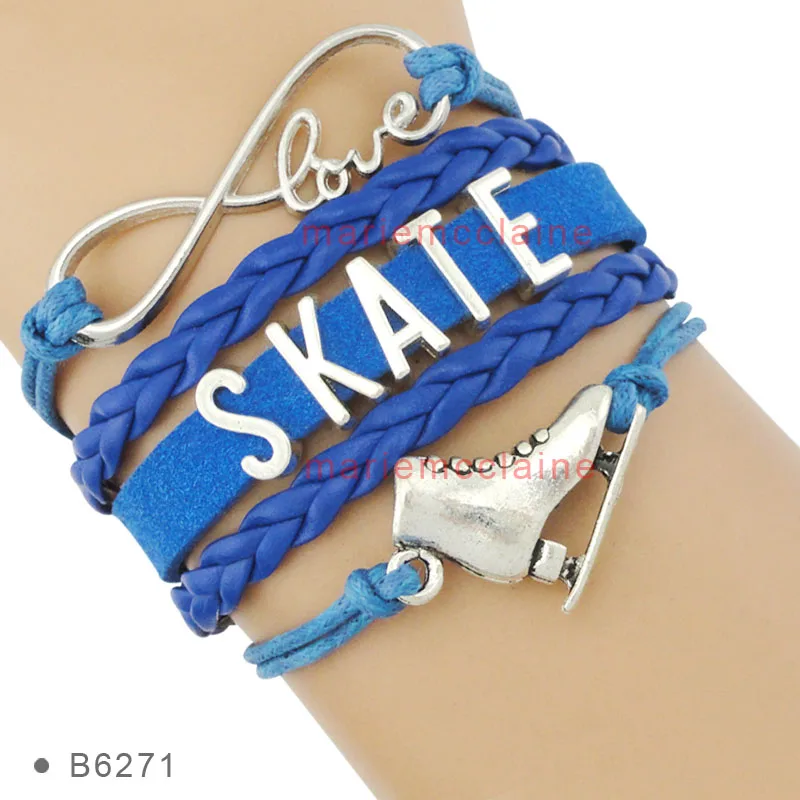 B6271 Высокое качество Live Your Dream Infinity Love to Skate Фигурное катание обувь дружба подарки браслеты для женщин - Окраска металла: B6271