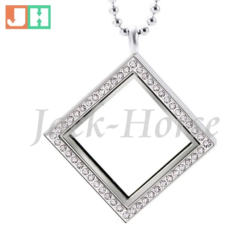 

Newest style floating silver Inlaid stone stylish locket set