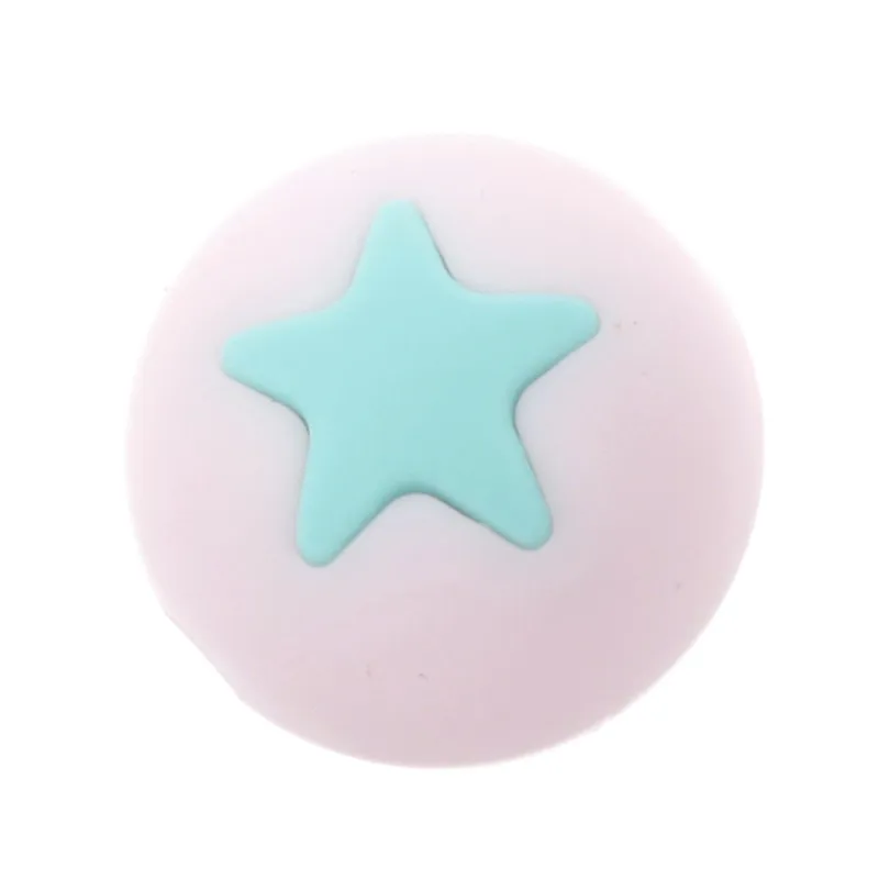 babypink green 50 шт. круглая звезда силиконовая Прорезыватель для зубов 15 мм DIY для детских зубов жевательный колье с незакрепленными бусинами детский Прорезыватель - Цвет: babypink green