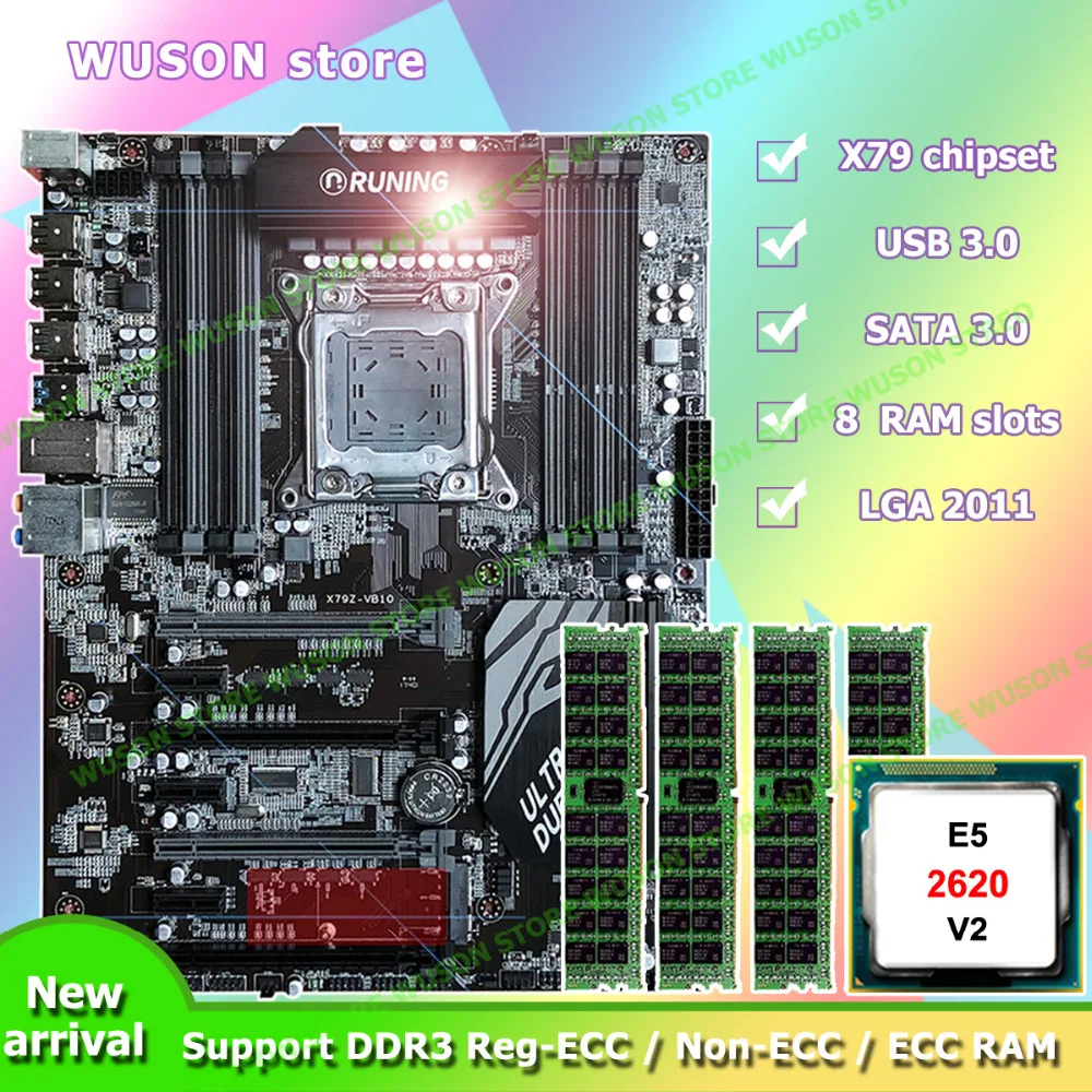 Компьютер DIY Intel Xeon E5 2620 V2 SR1AN Runing Super X79 материнская плата памяти 64G (4*16G) 1600 МГц DDR3 REG