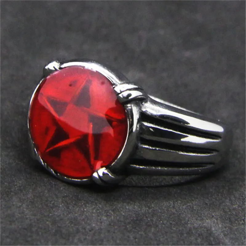 Support Dropship Newest Red Pentagram Ring 316L Stainless Steel Jewelry Band Party Hot Selling | Украшения и аксессуары