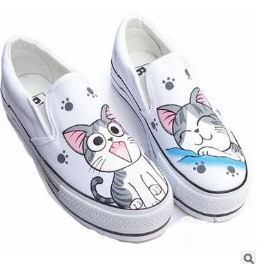 Новый стиль модная обувь унисекс с ручной росписью Женская парусиновая