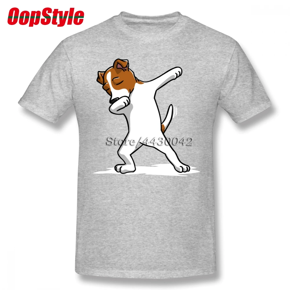 Funny Dabbing Jack Russell Terrier Dog T-shirt For Men Dropshipping Summer Short Sleeve Cotton Plus Size Custom Team Tee 4XL 5XL | Мужская