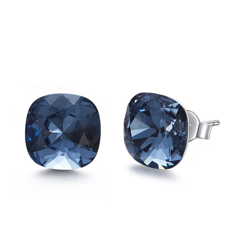Baffin простые трендовые квадратные серьги-гвоздики с кристаллами от Swarovski 925 Серебряный пирсинг для женщин вечерние свадебные Стразы ювелирные изделия - Окраска металла: Denim Blue