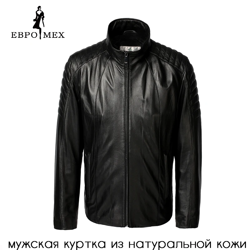 Кожаная куртка мужская моды 2016 года натурального цвета черного цвета из натуральной кожи маркировки мотоцикла высокого качества.