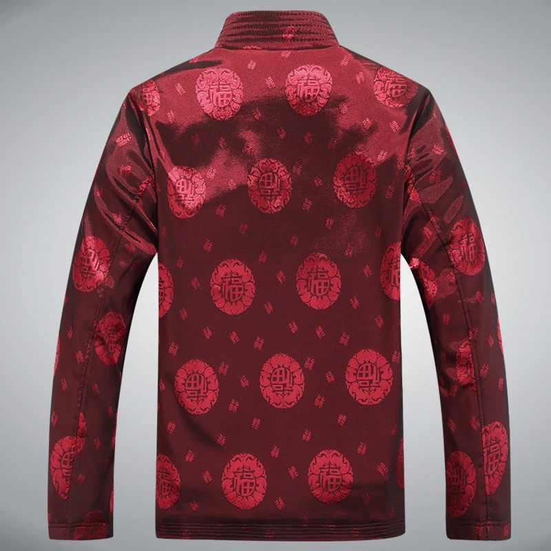 Мужские хлопок китайский куртка Длинные рукава Традиционный Tangzhuang одежда печать