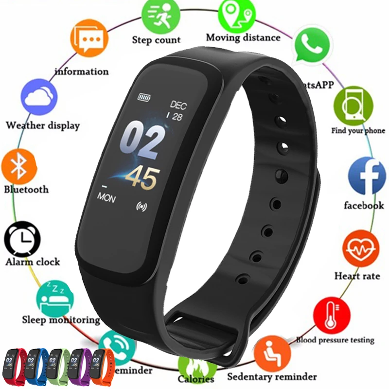 Новое поступление C1Plus умный браслет цветной экран кровяное давление фитнес