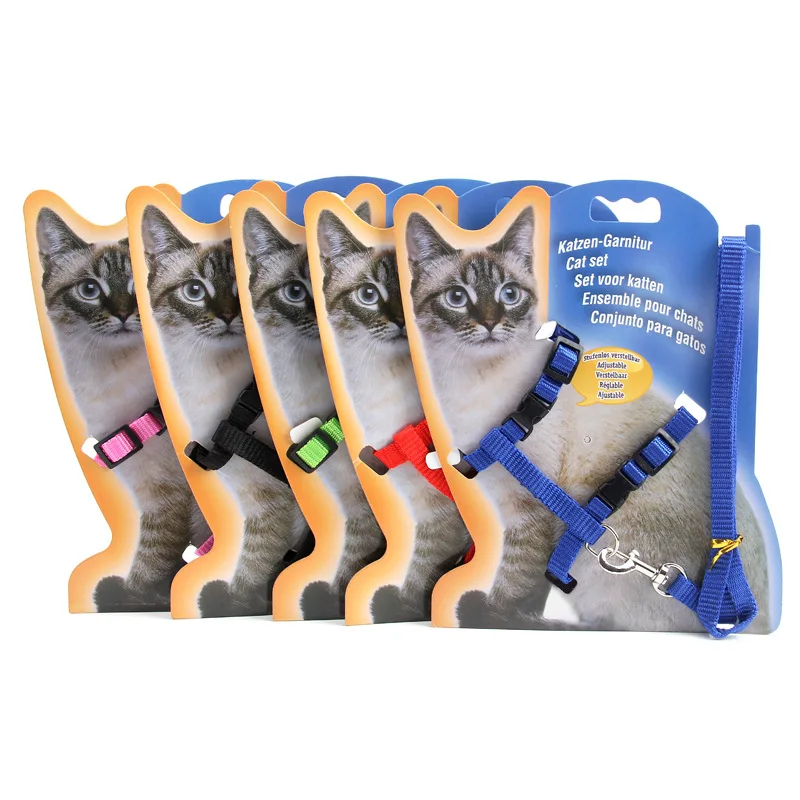 Шлейка для кошек и поводок для котенка Регулируемый Pet тяги жгут ремень кошка Холтер воротник без картона
