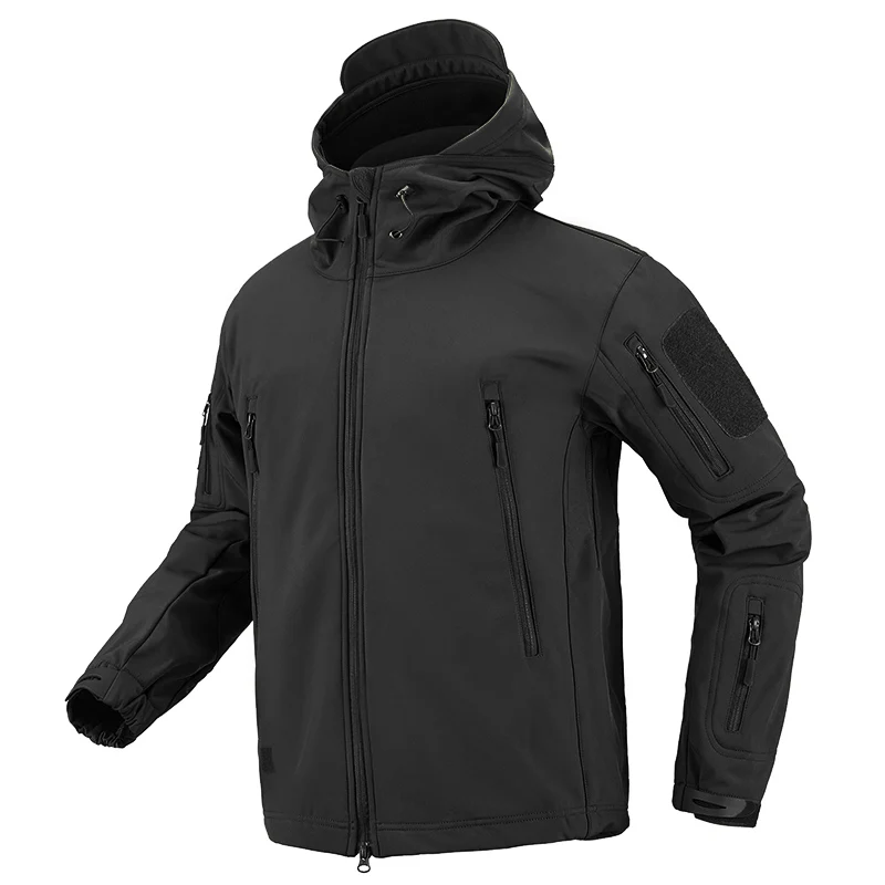 ReFire Gear Акула кожа мягкая оболочка Тактическая Военная куртка мужская водонепроницаемая флисовая куртка армейская одежда камуфляжная ветровка куртка - Цвет: Black