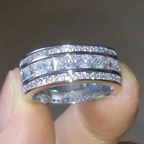 Sz5-11, модное ювелирное изделие, 10kt, белое золото, заполнено белым 5А кубическим цирконием, имитация камней, обручальное, обручальное, женское кольцо, подарок