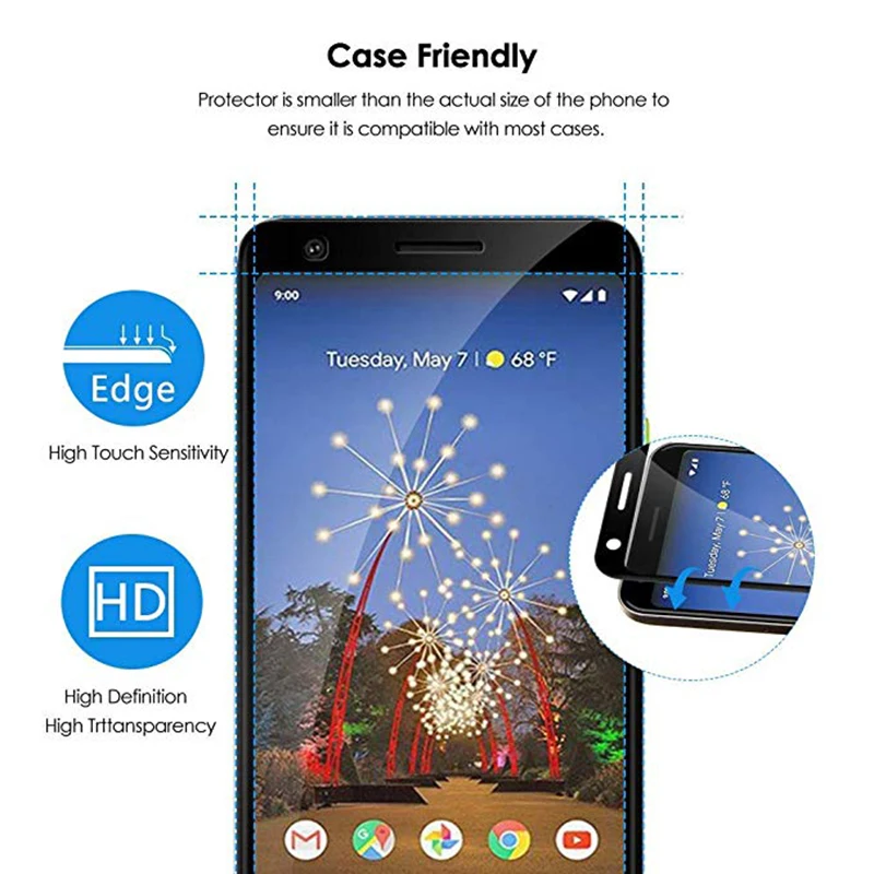 3D полное покрытие закаленное стекло Google Pixel 3A для XL 3 Lite Защитная пленка экрана |